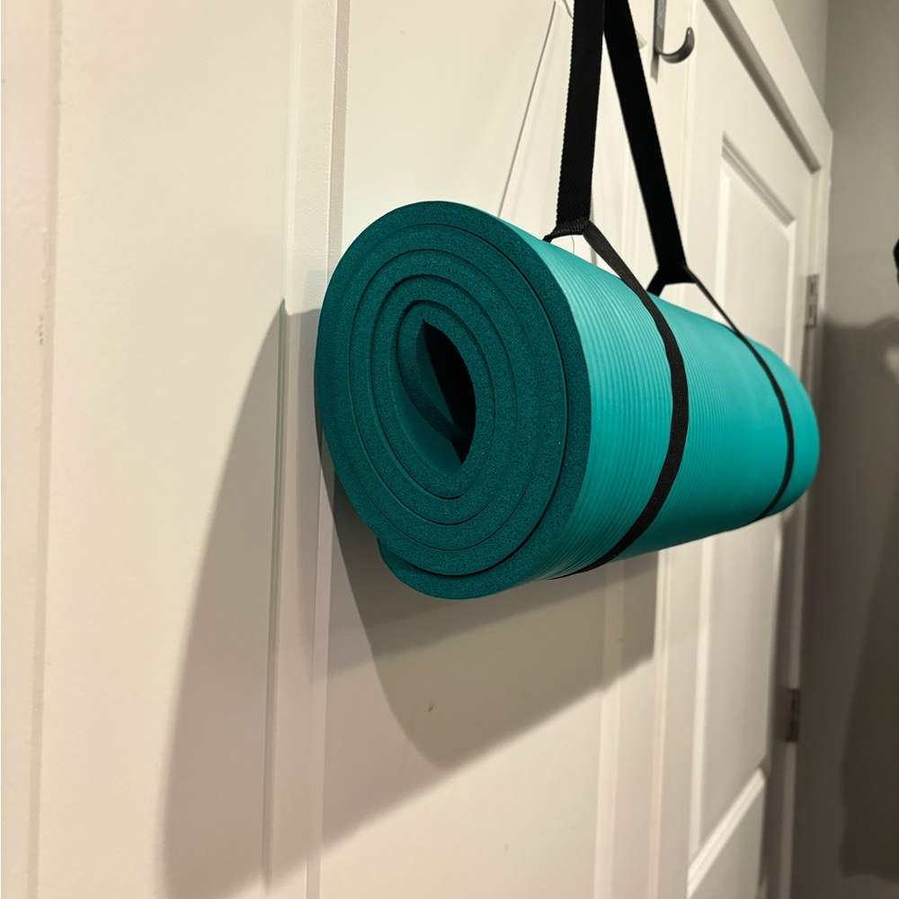 Exercise Yoga Mat 10mm /.4in Thick w/Carry Strap- Gym Pilates Meditation Fitness